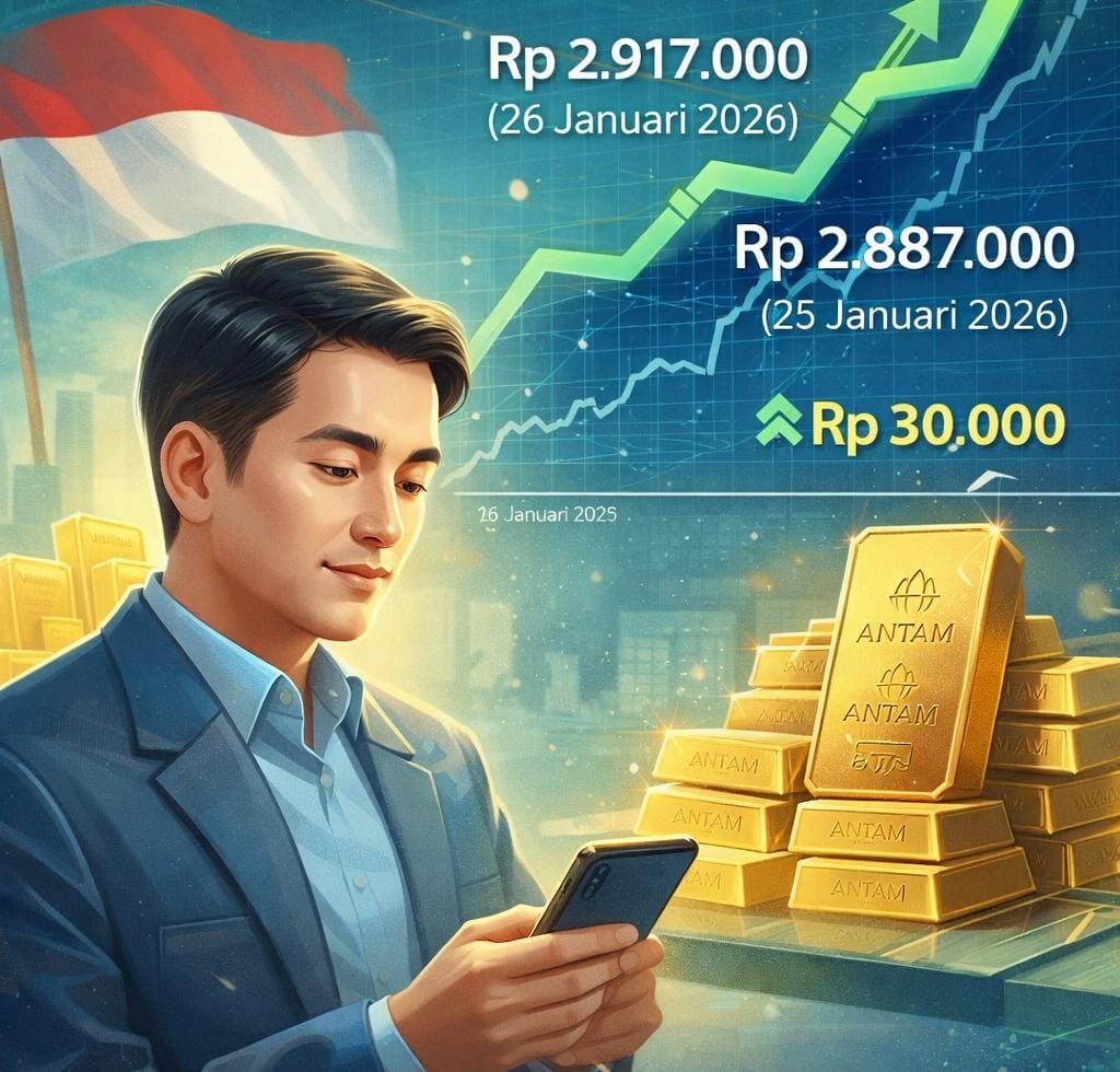 FOTO ILUSTRASI KENAIKAN HARGA EMAS ANTAM